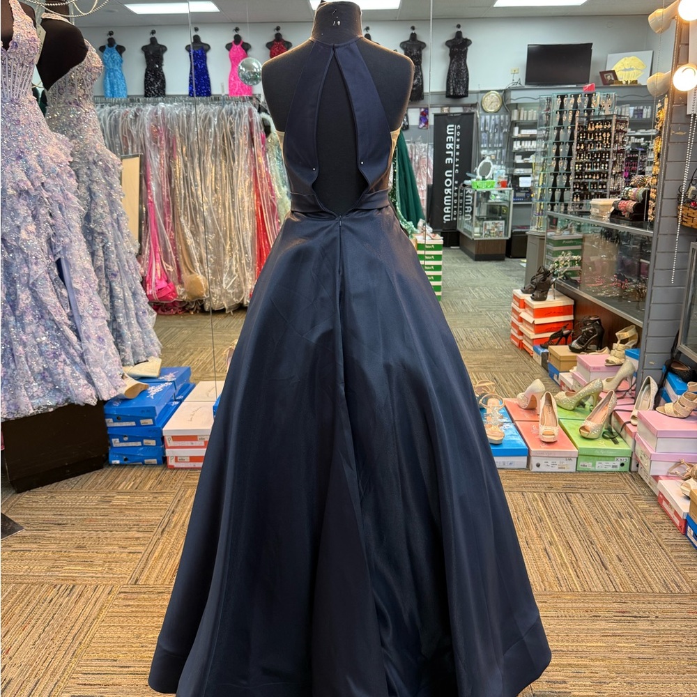 SHERRI HILL NAVY PROM DRESS FORMAL PAGEANT GOWN SZ 00 53659 - Picture 5 of 8